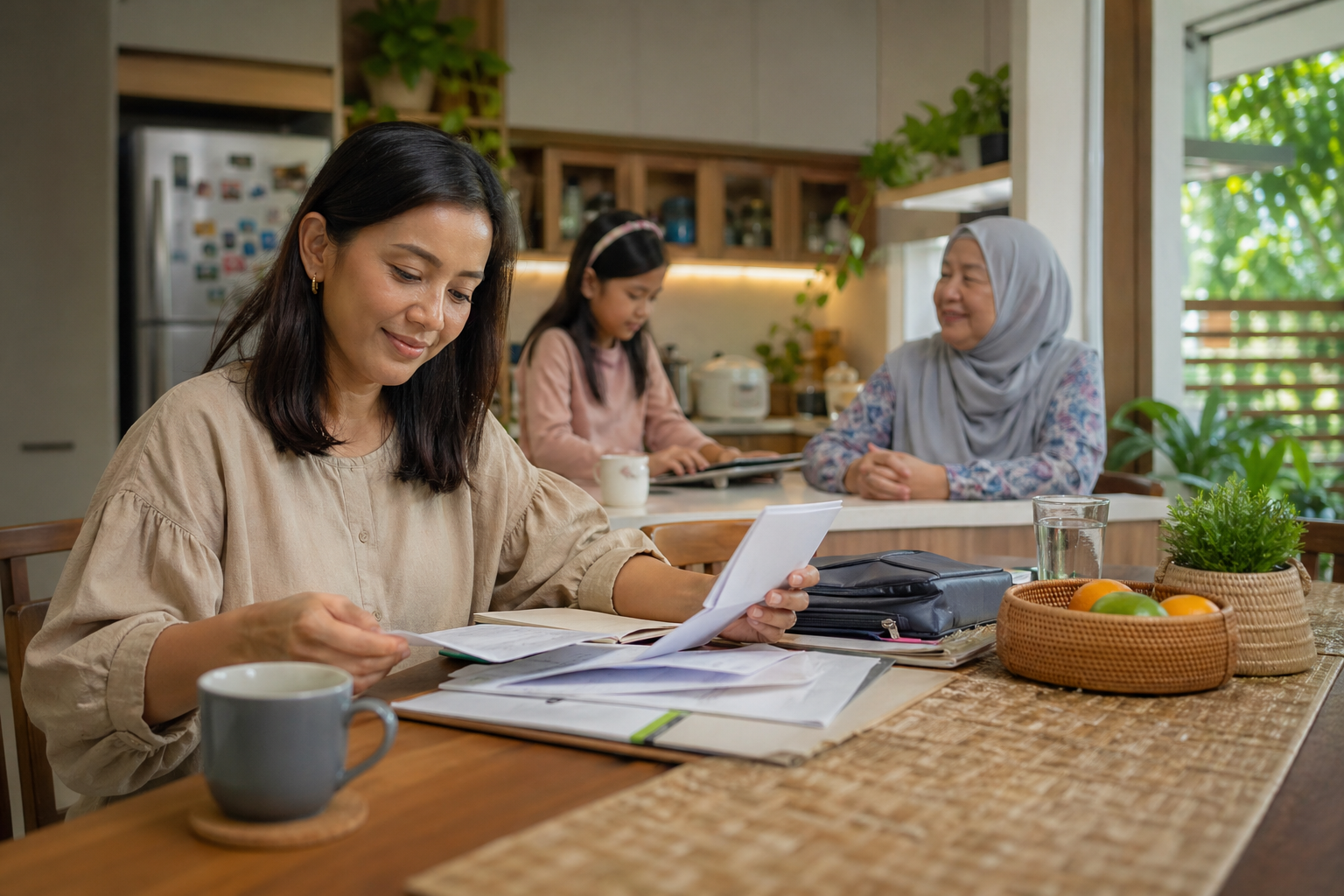 Malaysian parent and caregiver organising family preventive healthcare
