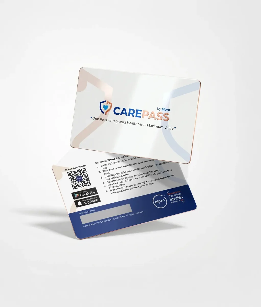 CarePass membership card front and back with activation code area